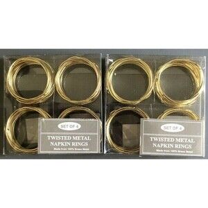 Twisted Wire Napkin Rings Set of 8 Gold Tone Brass New Wedding Anniversary Party